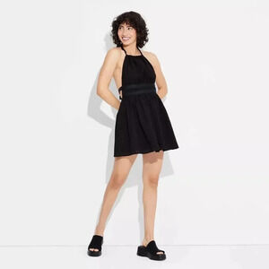 Women's WILD FABLE Target Tie Back Mini Fit & Flare Dress SZ XXS Black Minimalis